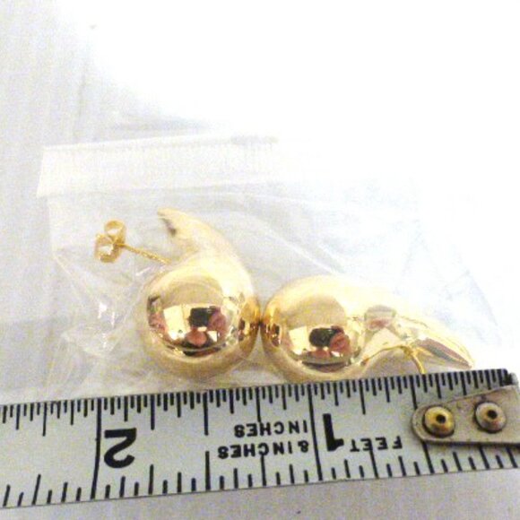 .925 TEARDROP Earrings Gold Tone w/ .925 Posts & Gift Pouch Stocking Stuffer - Picture 7 of 8